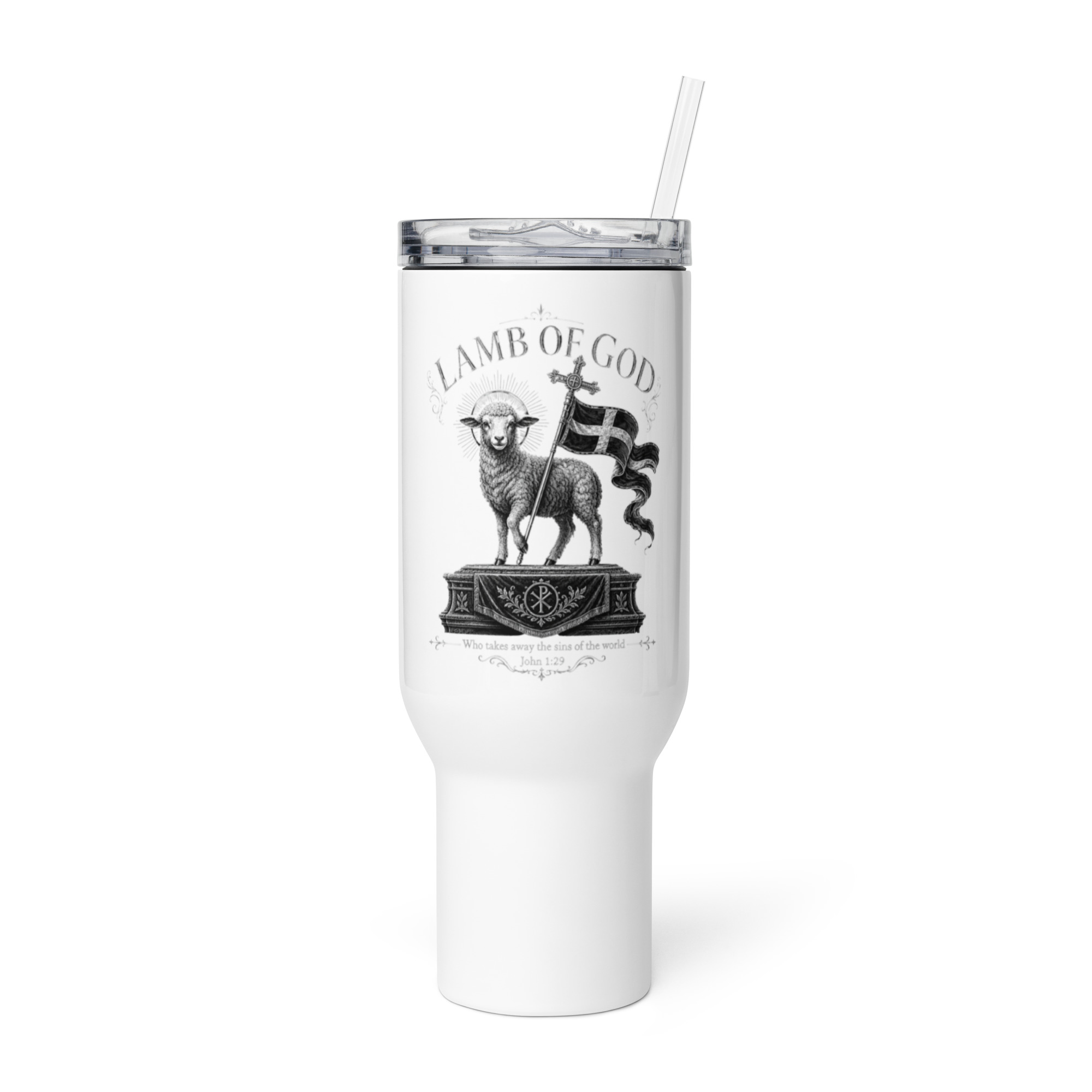 Behold the Lamb of God Travel Mug